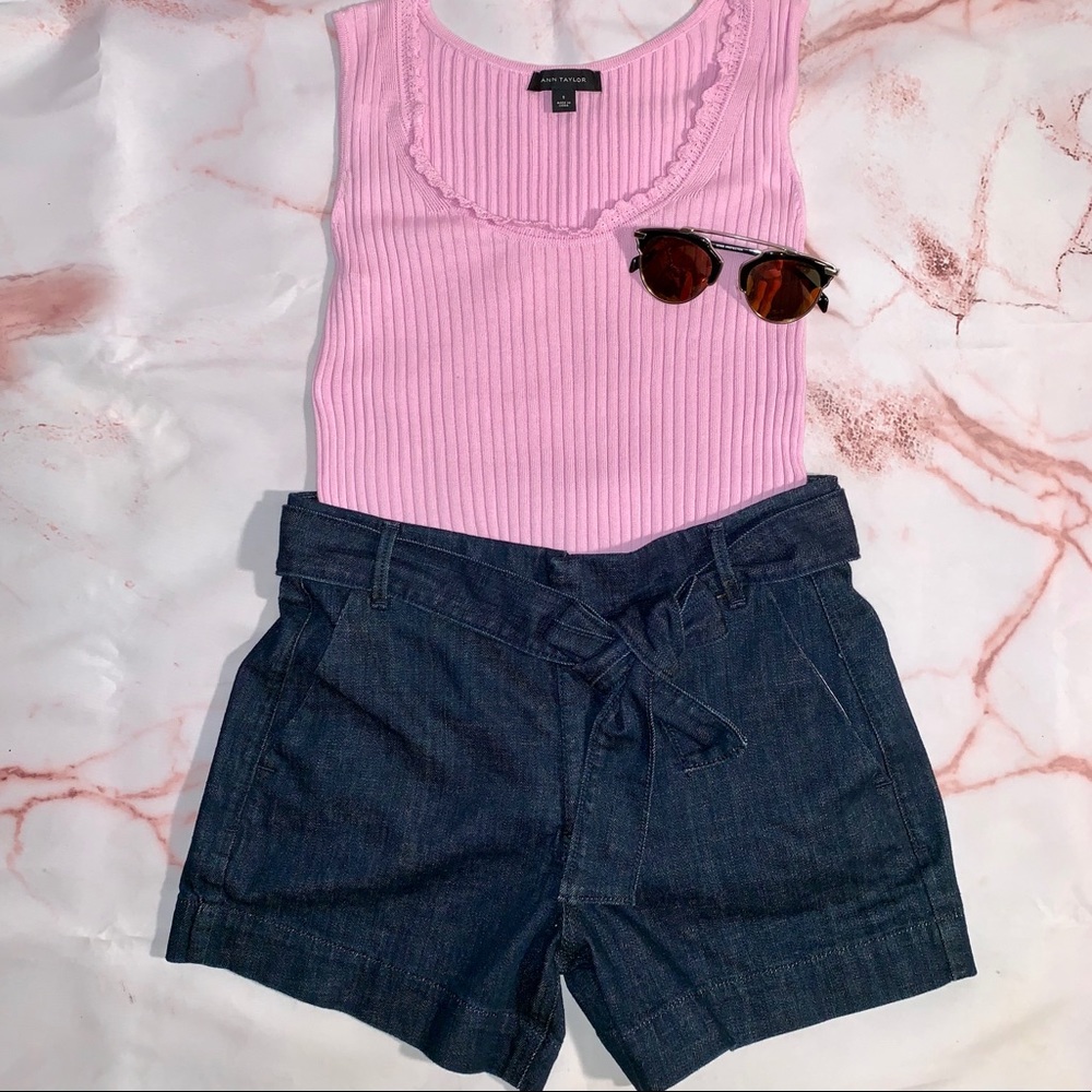 Ann Taylor denim shorts with tie
